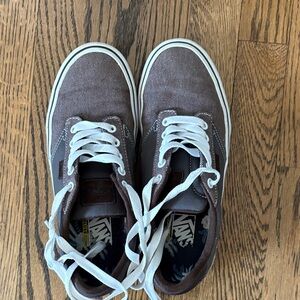 Vans Chocolate Canvas Sneakers with White Accents